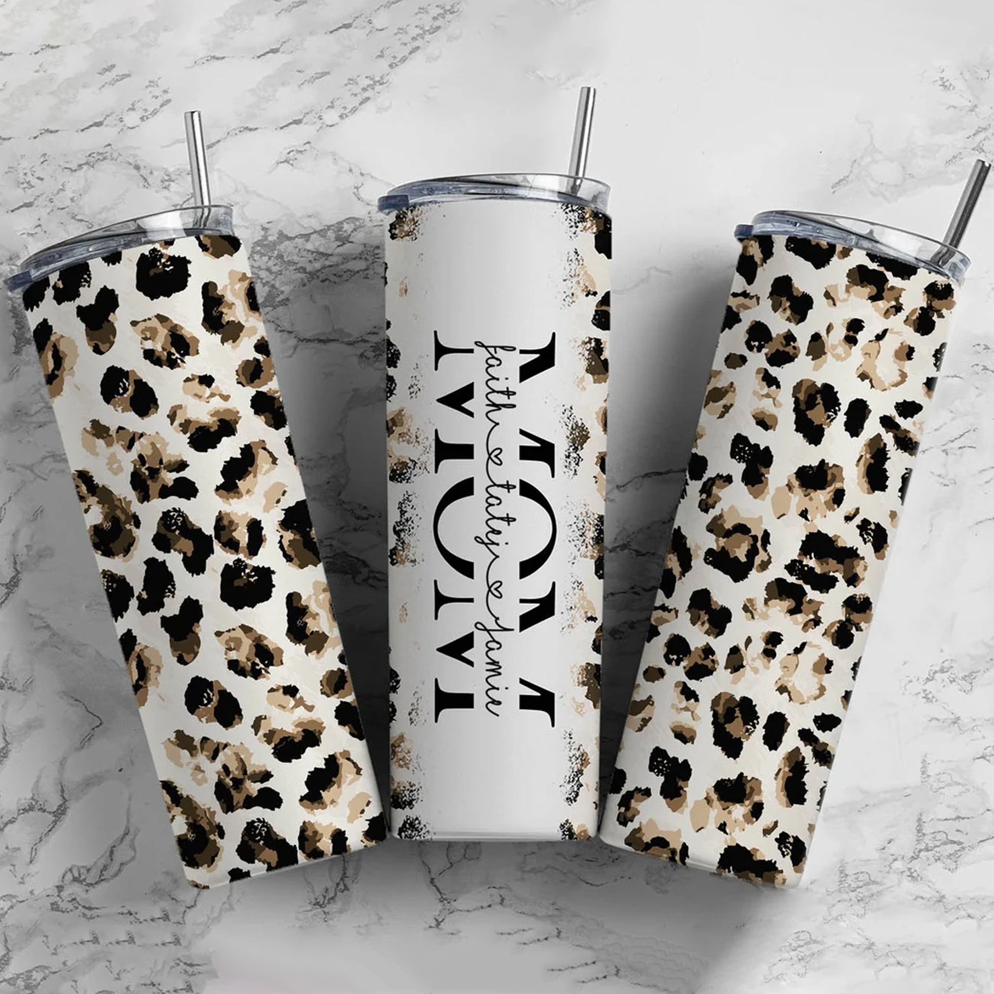 Personalized Leopard Mom Tumbler With Kids Names Mama Mom Mimi Gigi Tumbler Mothers Day Gift For Her Personalized Cheetah Tumbler